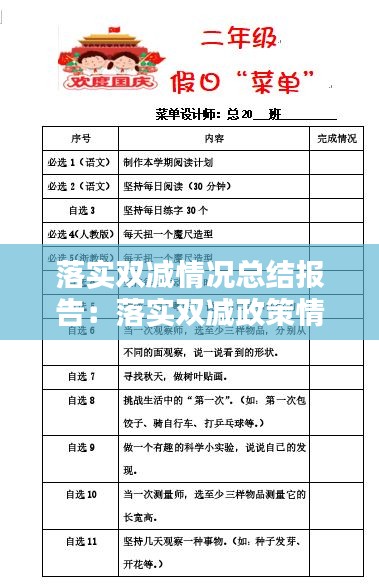 落實雙減情況總結報告：落實雙減政策情況 