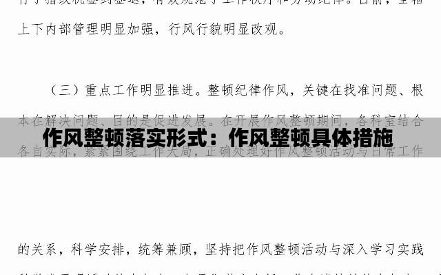 作風整頓落實形式：作風整頓具體措施 