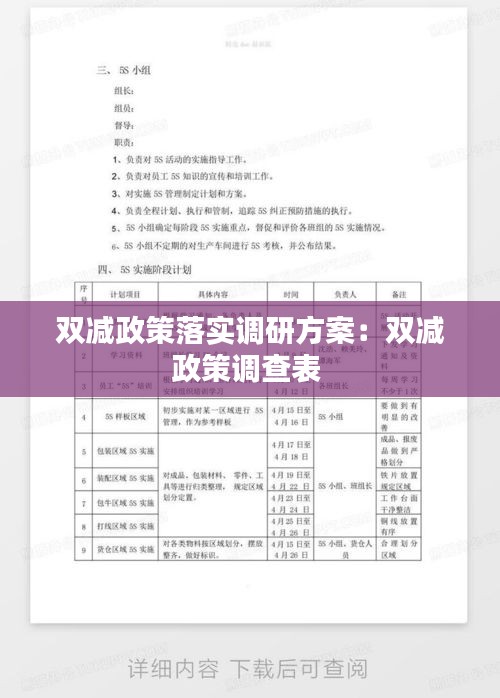 雙減政策落實調研方案：雙減政策調查表 