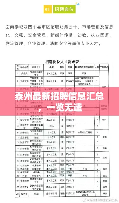 泰州最新招聘信息匯總，一覽無遺