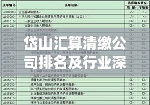 岱山匯算清繳公司排名及行業深度剖析